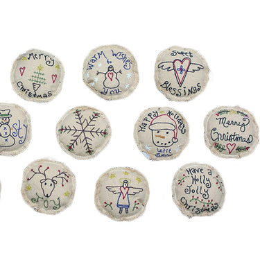 Circle Embroidered Ornaments Set of 15 ONAS5700 - The Fox Decor